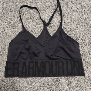 Under Armour Black Racerback Logo Band Sports Bra